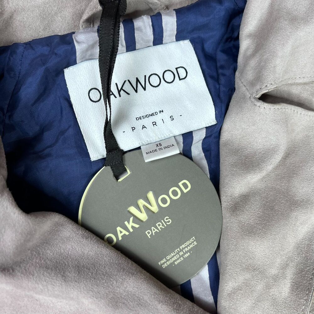 Oakwood NWT 100% Goat Suede Gray Trench Jacket Leather Paris Size XS - Picture 4 of 9